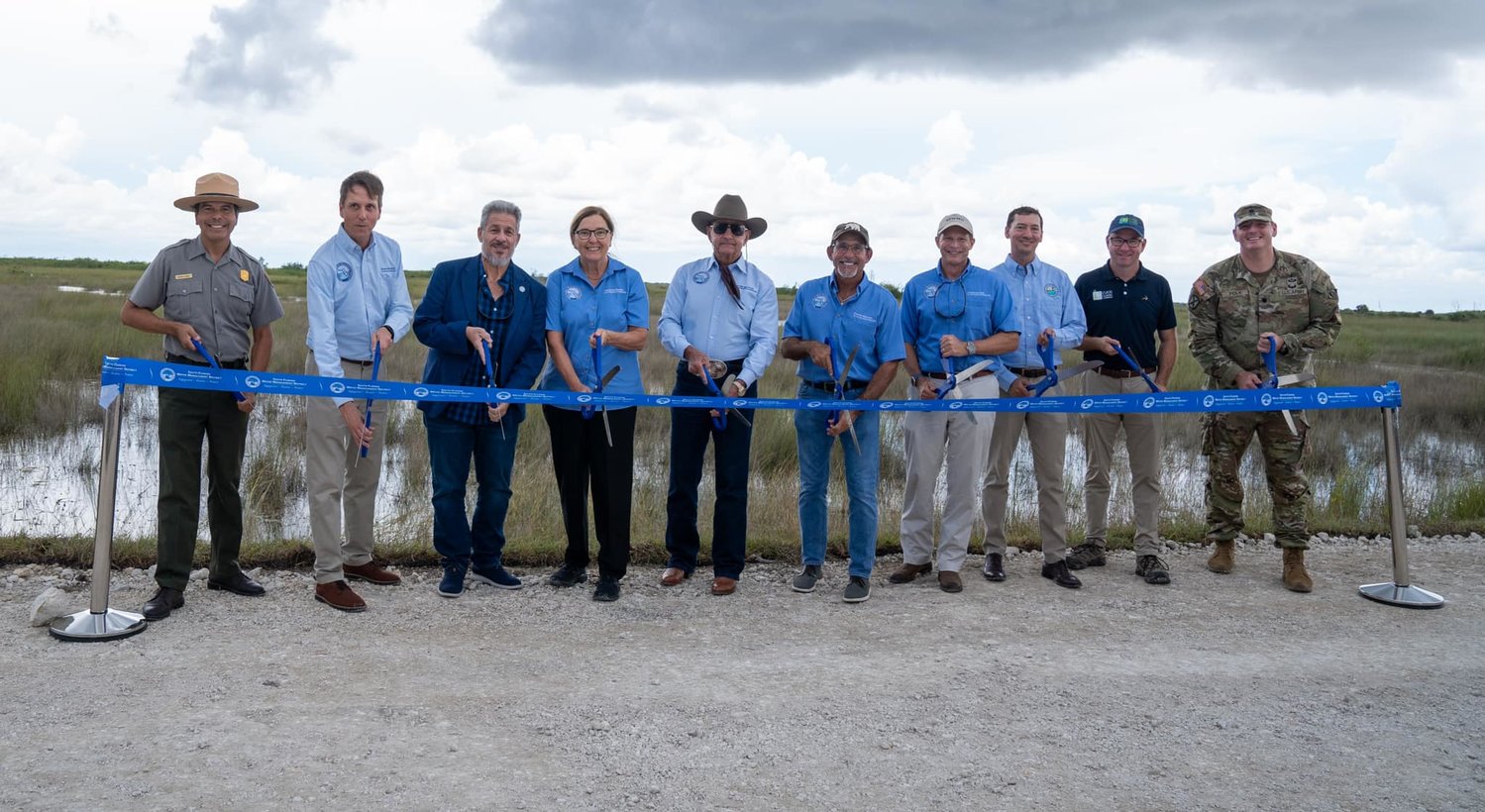 On Sept. 15, the ribbon cutting was held for the 8.5 square mile seepage wall to protect the developed area from seepage of water from Everglades National Park. [Photo courtesy SFWMD]